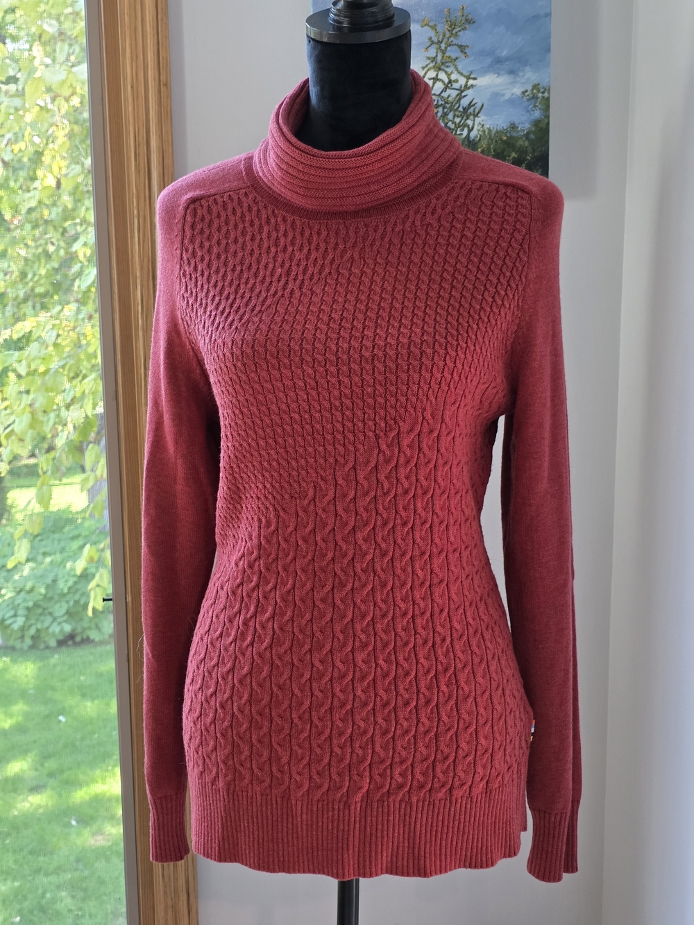 Smartwool Women's. Edgewood Cow Neck Sweater in a Warm Red-Large